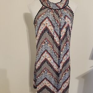 Three Hearts Multicolor Chevron Midi Dress